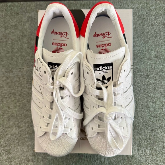 Adidas Disney Superstar White Sneakers with Red and Yellow Accents - Picture 5 of 8